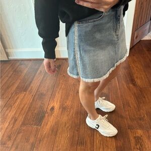 Alice and Olivia embellished denim mini skirt